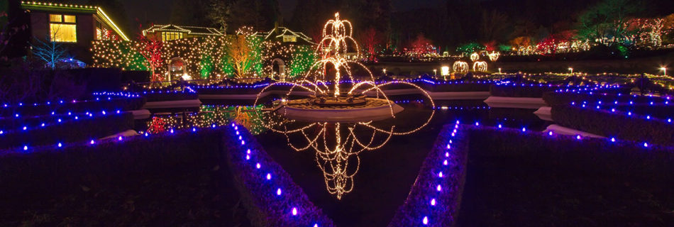 Christmas light display at Butchart Gardens
