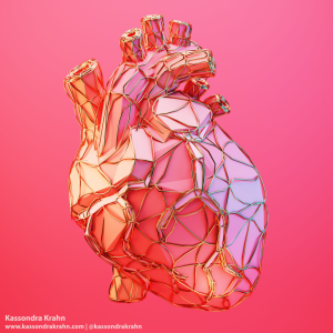 An artistic 3D model of a heart