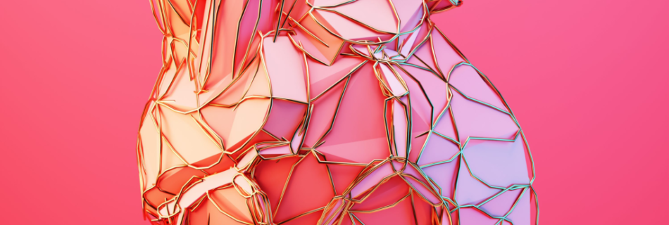 An artistic 3D model of a heart
