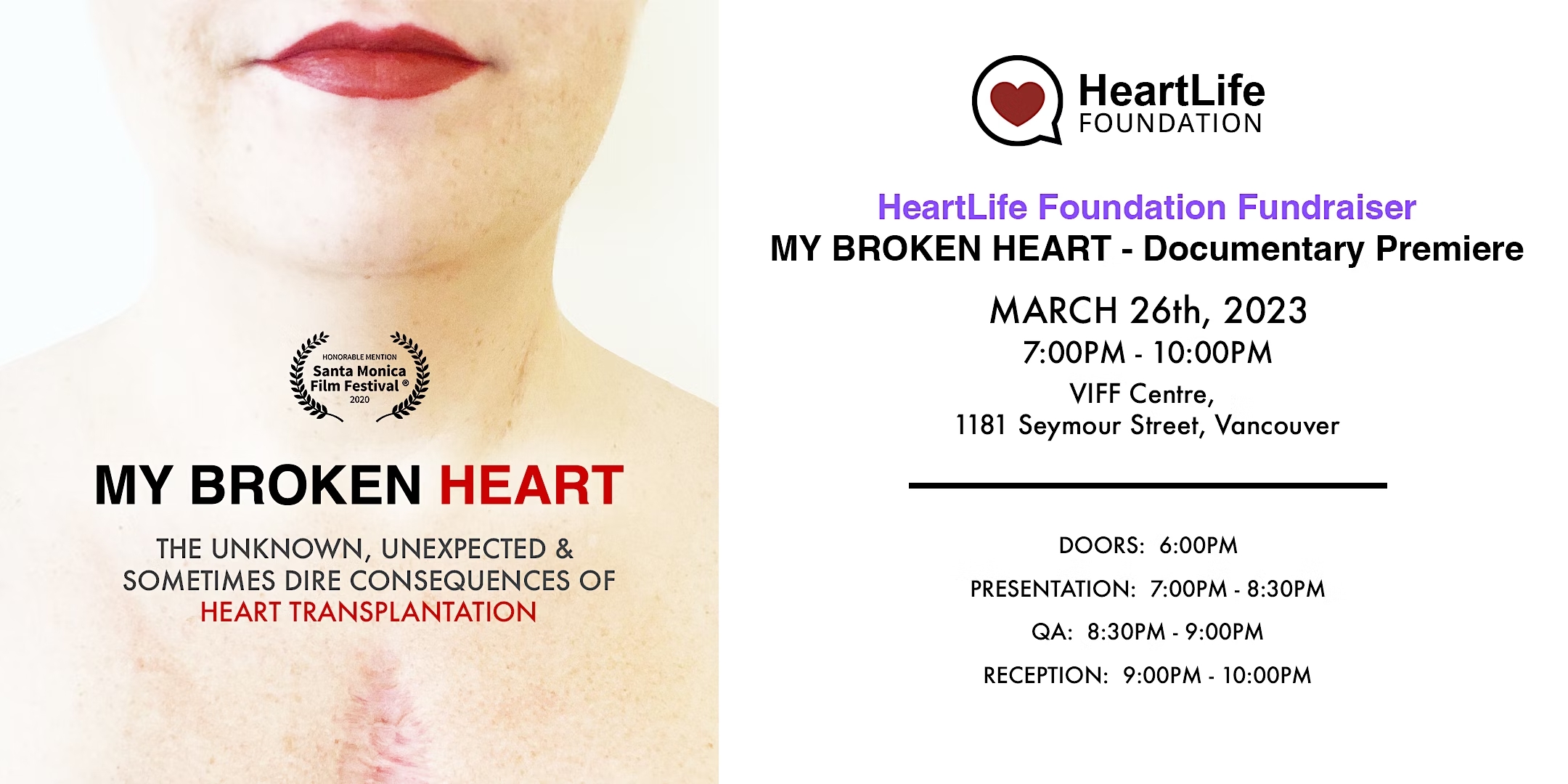 Announcement for My Broken Heart documentary premiere