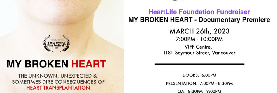 Announcement for My Broken Heart documentary premiere
